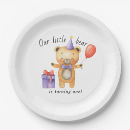 Our Little Bear is turning one Kids Birthday ペーパープレート