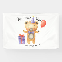 Our Little Bear is turning one Kids Birthday 横断幕