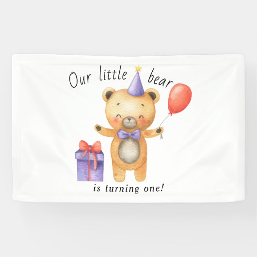 Our Little Bear is turning one Kids Birthday 横断幕 (横)