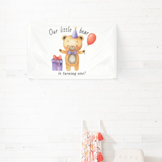 Our Little Bear is turning one Kids Birthday 横断幕 (インサイチュ)