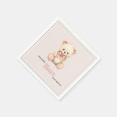Our Little Bear on the Way Fall Baby Shower Pink スタンダードカクテルナプキン (角)