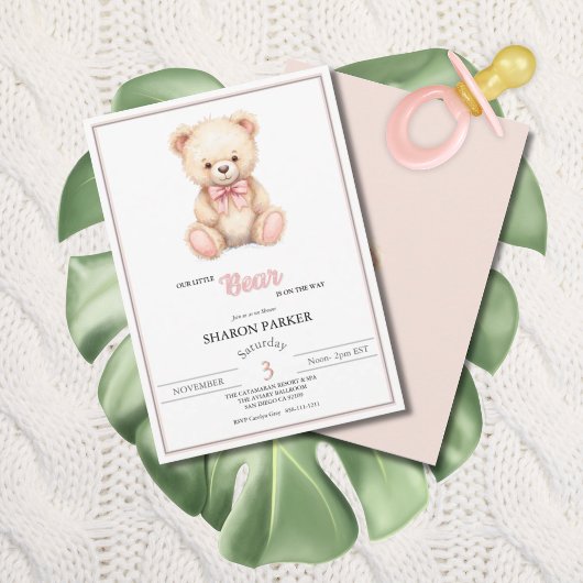 Our Little Bear on the Way Spring Fall Baby Shower 招待状