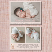 Our Little Bear Pink 3 Photo Birth Announcement