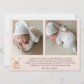 Our Little Bear Pink 3 Photo Birth Announcement  (裏面)