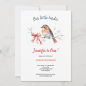 Our little birdie birthday invitation 招待状 (正面)