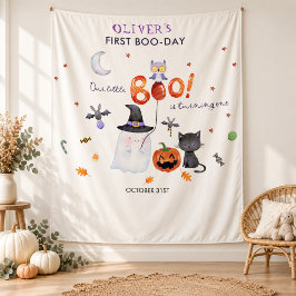 Our Little Boo 1歳の誕生日パーティーのフォトバックドロップ タペストリー