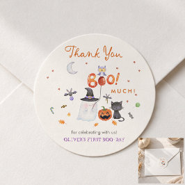 Our Little Boo 1歳の誕生日パーティーグッズ クラシックラウンド ラウンドシール