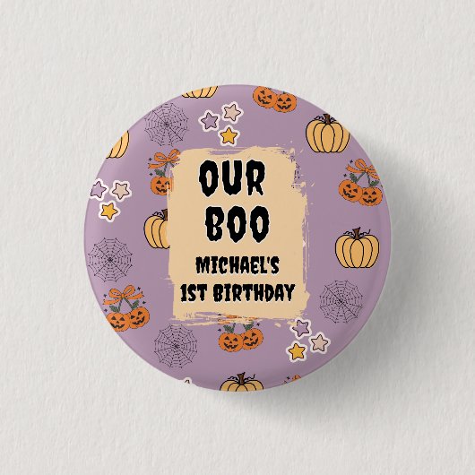 Our Little Boo 1st Birthday Halloween Thank You 缶バッジ (正面)