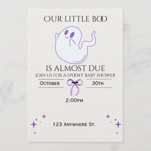 Our little boo is almost due! baby shower invite 招待状 (正面)