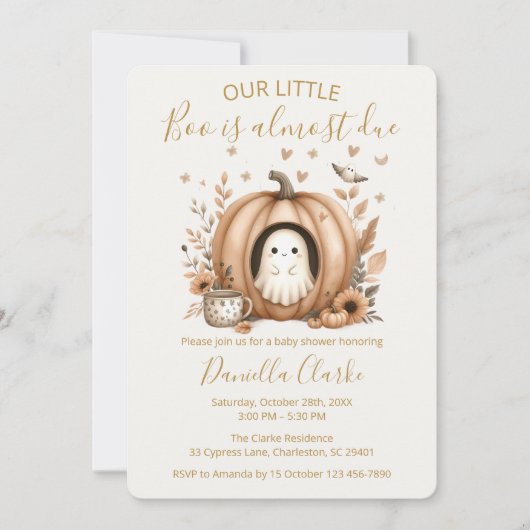 Our Little Boo is Almost Due Boho Baby Shower 招待状 (正面)