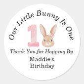 Our Little Bunny Is One 1st Birthday Thank You  ラウンドシール (正面)