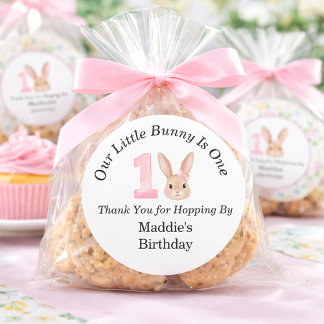 Our Little Bunny Is One 1st Birthday Thank You ラウンドシール