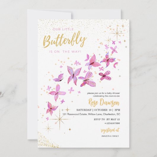 Our Little Butterfly Baby Shower Invitation 招待状 (正面)