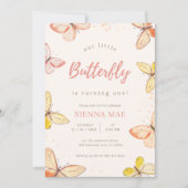 Our Little Butterfly Buttercream 1st Birthday 招待状 (正面)