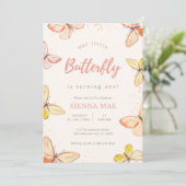 Our Little Butterfly Buttercream 1st Birthday 招待状 (スタンド正面)