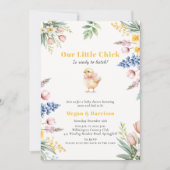 Our Little Chick Watercolor Floral Baby Shower  招待状 (正面)