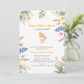 Our Little Chick Watercolor Floral Baby Shower  招待状 (スタンド正面)