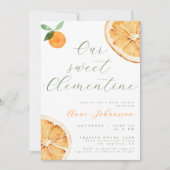 Our Little Clementine Elegant Script Baby Shower 招待状 (正面)