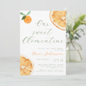 Our Little Clementine Elegant Script Baby Shower 招待状 (スタンド正面)