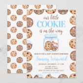 Our Little Cookie Blue Baby Shower 招待状 (正面/裏面)