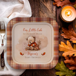 Our Little Cub Fall Teddy Bear ベビーシャワー ペーパープレート