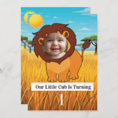 Our Little Cub Is Turning 1 Birthday Invitation |  招待状 (正面/裏面)