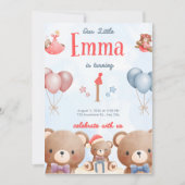 Our Little Emma Birthday Invitation – Pastel Teddy 招待状 (正面)