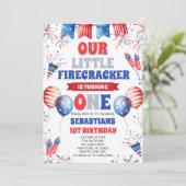  Our Little Firecracker 1st Birthday Invitation 招待状 (スタンド正面)