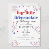 Our Little Firecracker 1st Birthday Invitation 招待状 (正面)