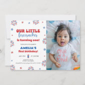 Our Little Firecrcker 1st誕生日パーティー写真 招待状 (正面)