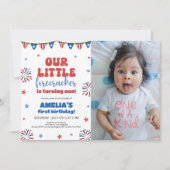 Our Little Firecrcker 1st誕生日パーティー写真 招待状 (正面)