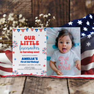 Our Little Firecrcker 1st誕生日パーティー写真 招待状