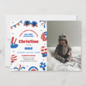 Our Little Firecrcker 1st誕生日パーティー写真 招待状 (正面)