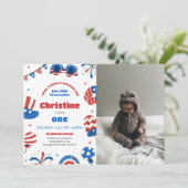 Our Little Firecrcker 1st誕生日パーティー写真 招待状 (スタンド正面)