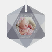 Our Little Gem April Birthstone Baby Birth Stats ガラスオーナメント (裏面)