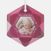 Our Little Gem January Birthstone Baby Birth Stats ガラスオーナメント (正面)