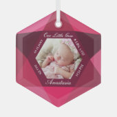 Our Little Gem July Birthstone Baby Birth Stats ガラスオーナメント (正面)