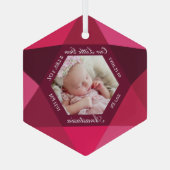 Our Little Gem July Birthstone Baby Birth Stats ガラスオーナメント (裏面)