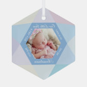 Our Little Gem June Birthstone Baby Birth Stats ガラスオーナメント (裏面)