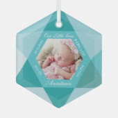 Our Little Gem March Birthstone Baby Birth Stats ガラスオーナメント (正面)