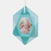 Our Little Gem March Birthstone Baby Birth Stats ガラスオーナメント (正面左)