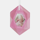 Our Little Gem October Birthstone Baby Birth Stats ガラスオーナメント (正面左)