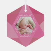 Our Little Gem October Birthstone Baby Birth Stats ガラスオーナメント (裏面)