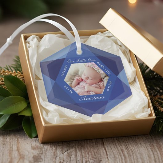 Our Little Gem September Birthstone Baby Birth ガラスオーナメント