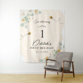 Our Little Honey Bee 1st Birthday Backdrop Banner タペストリー (インサイチュ)