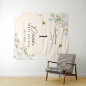 Our Little Honey Bee 1st Birthday Backdrop Banner タペストリー (インサイチュ(横))