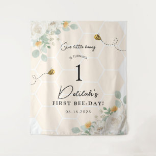 Our Little Honey Bee 1st Birthday Backdrop Banner タペストリー