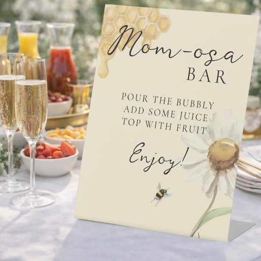 Our Little Honey Bee Themed Baby Shower Momosa Bar 台座サイン