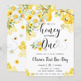 Our Little Honey is ONE Beeフローラ1st Birthday 招待状