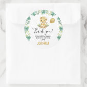 Our Little King Lion Crown Balloon 1st Birthday ラウンドシール (バッグ)